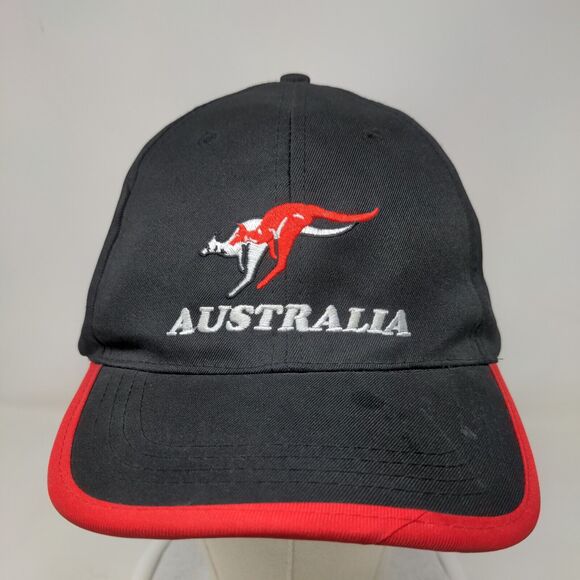 Australia Kangaroo Strapback Hat Black One Size Embroidered 6 Panel - Picture 2 of 10